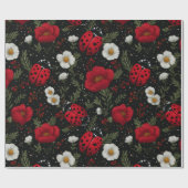 Marienkäfer Blumenmuster Geschenkpapier (Flach)