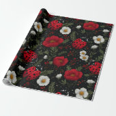 Marienkäfer Blumenmuster Geschenkpapier (Ungerollt)