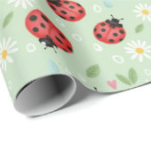 Marienkäfer-Blumenmuster Geschenkpapier (Rolleneckpunkt)