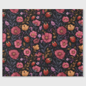 Marienkäfer Blumenmuster Geschenkpapier (Flach)