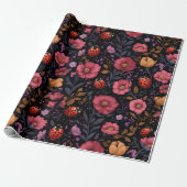 Marienkäfer Blumenmuster Geschenkpapier (Ungerollt)