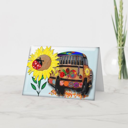 Marienkäfer-Bus-Feiertag Feiertagskarte (Vorderseite)