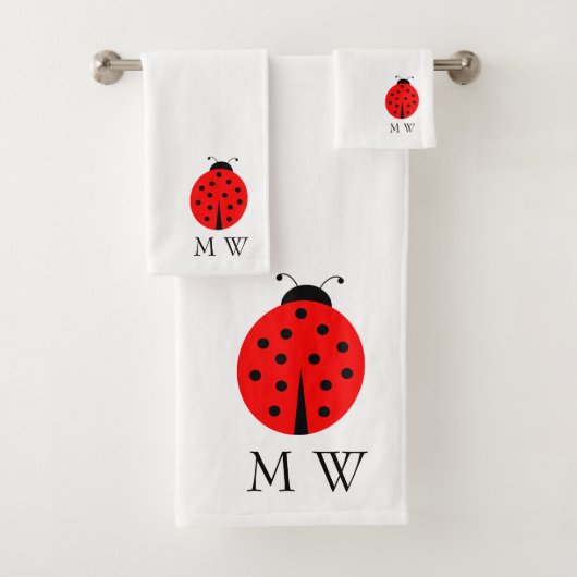 Marienkäfer Design Monogrammiert Badhandtuch Set (Insitu)