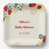 Marienkäfer & Erdbeere-Baby-Party Pappteller (Vorderseite)
