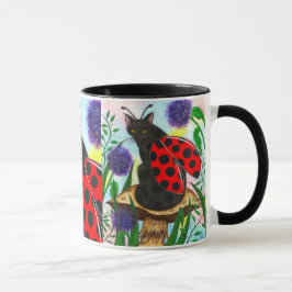Marienkäfer-feenhafte Katzen-Fantasie-Kunst-Tasse Tasse