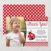 Marienkäfer-Geburtstag danken Ihnen, mit Foto zu Dankeskarte (Vorne/Hinten)