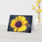 Marienkäfer-Geburtstag Karte (Gelbe Blume)