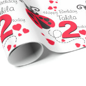 Marienkäfer-Geburtstages des Mädchengemusterte Geschenkpapier (Rolleneckpunkt)