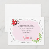 Marienkäfer-Geburtstags-Ebene danken Ihnen zu Dankeskarte (Vorne/Hinten)