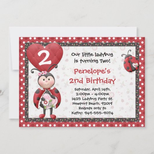 Marienkäfer-Geburtstags-Party Einladung (Vorderseite)