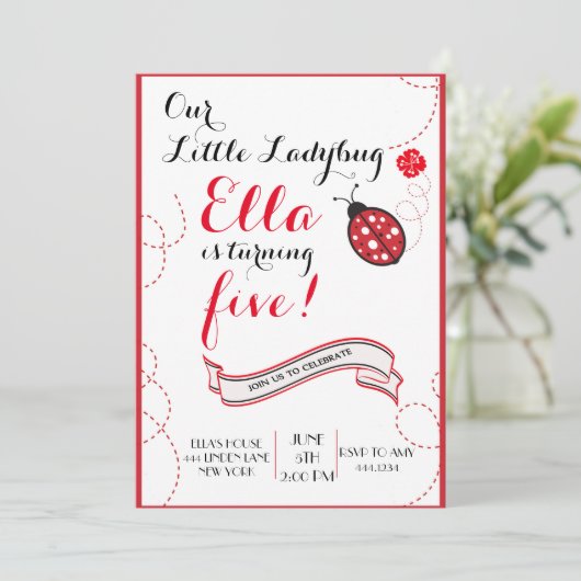 Marienkäfer-Geburtstags-Party Einladungen (Stehend Vorderseite)