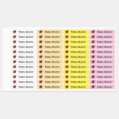 Marienkäfer - gelb rosa weiß - 96 schmale Kinder Etiketten (Blatt)