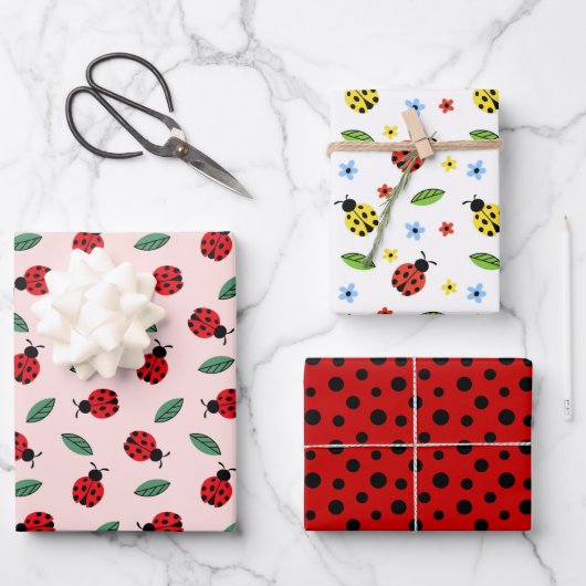 Marienkäfer Geschenkpapier Set (Vorderseite)
