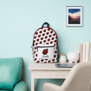 Marienkäfer glänzt rotes Muster weißer benutzerdef Bedruckter Rucksack