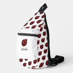 Marienkäfer glänzt rotes Muster weißer benutzerdef Crossbody Bag