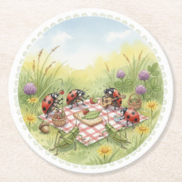 Marienkäfer-Grillparty-Gartenparty-Getränkeunterse Runder Pappuntersetzer