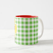 Marienkäfer; Grünes kariertes; Gingham Zweifarbige Tasse (VorderseiteRechts)