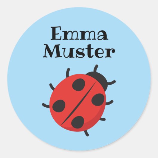 Marienkäfer - hellblau runder aufkleber (Vorderseite)