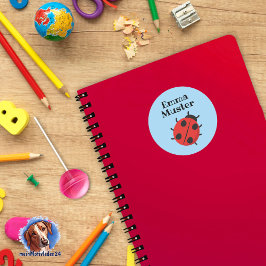 Marienkäfer - hellblau runder aufkleber