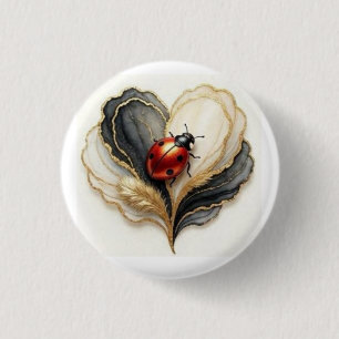 Marienkäfer Herz Blatt  Button