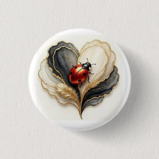 Marienkäfer Herz Blatt Button (Vorderseite)