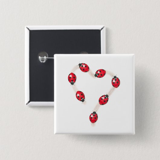 Marienkäfer-Herz-Knopf Button (Vorne & Hinten)