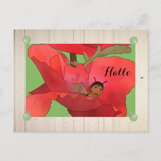 Marienkäfer im Mohn Postkarte (Vorderseite)
