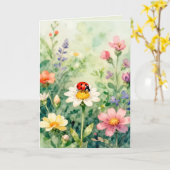 Marienkäfer in einem Blumengarten Karte (Gelbe Blume)