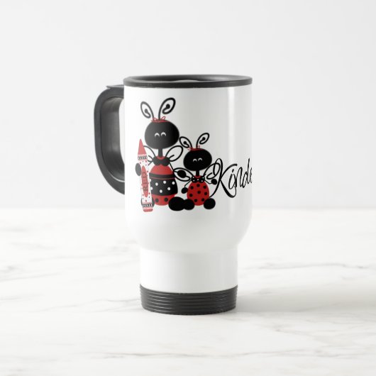 Marienkäfer-Kindergarten-T-Shirts und Geschenke Reisebecher (Vorderseite Links)