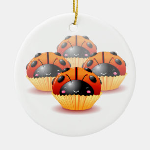 Marienkäfer-Kuchen-Verzierung Keramik Ornament