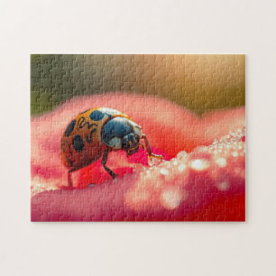 Marienkäfer-Makro auf einer Blume Puzzle