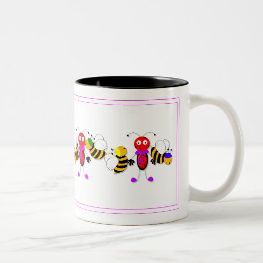 Marienkäfer-Marienkäfer-und Bienen-niedlicher Zweifarbige Tasse (Rechts)