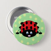Marienkäfer mit Blumen-Knopf Button (Vorne & Hinten)
