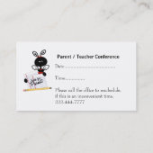 Marienkäfer mit der Visitenkarte des Terminkarte (Rückseite)