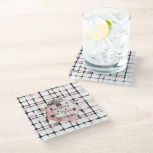 Marienkäfer mit rosa schwarzen Streifen Glasuntersetzer