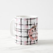 Marienkäfer mit rosa schwarzen Streifen Kaffeetasse (Vorderseite Links)