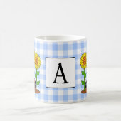 Marienkäfer mit Sonnenblume-blauem Kaffeetasse (Mittel)