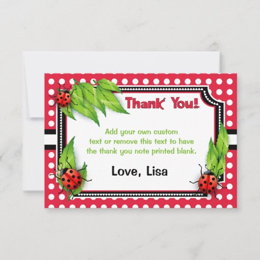 Marienkäfer mit Tupfen | danken Ihnen Karten (Vorderseite)