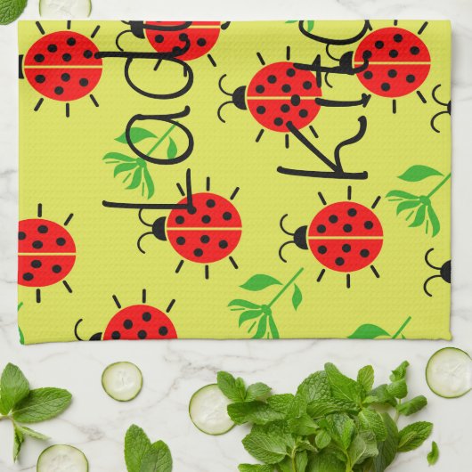 Marienkäfer-Muster Geschirrtuch (Gefaltet)