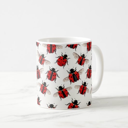 Marienkäfer-Muster Kaffeetasse (VorderseiteRechts)