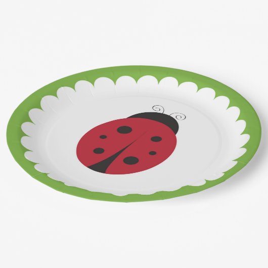 Marienkäfer-Papierblattfeder-Garten-Teller Pappteller (Schrägansicht)
