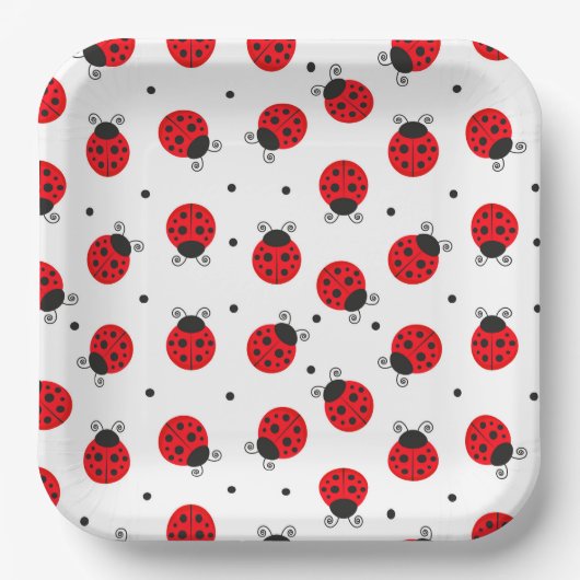 Marienkäfer-Papierteller, Insekten-Party Pappteller (Vorderseite)