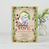 Marienkäfer-Party Einladung - Foto, ein Jähriges (Stehend Vorderseite)