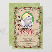 Marienkäfer-Party Einladung - Foto, ein Jähriges (Vorne/Hinten)