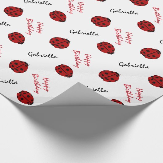 Marienkäfer-personalisiertes Geschenkpapier (Ecke)
