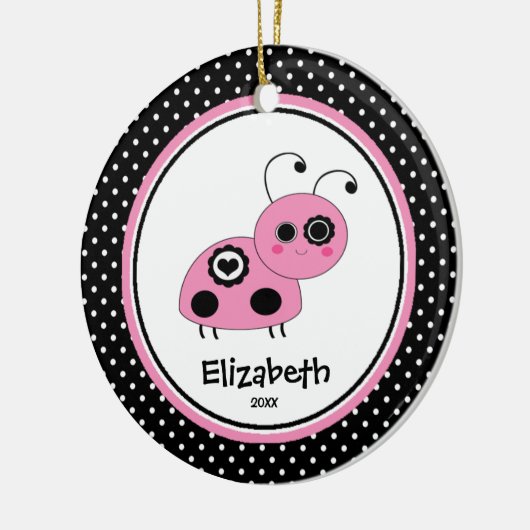 Marienkäfer-personalisiertes Keramikornament (Links)