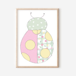 Marienkäfer-Quilt-Style-Kunst auf weißem Hintergru Poster
