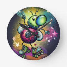 Marienkäfer-Roller-Disco-Wanduhr