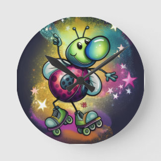 Marienkäfer-Roller-Disco-Wanduhr Runde Wanduhr