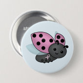 Marienkäfer Rosa Bewusstseins-Schleife-Button Button (Vorne & Hinten)